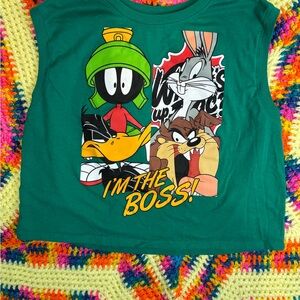Warner Bros. Green Tee with Looney Tunes Characters